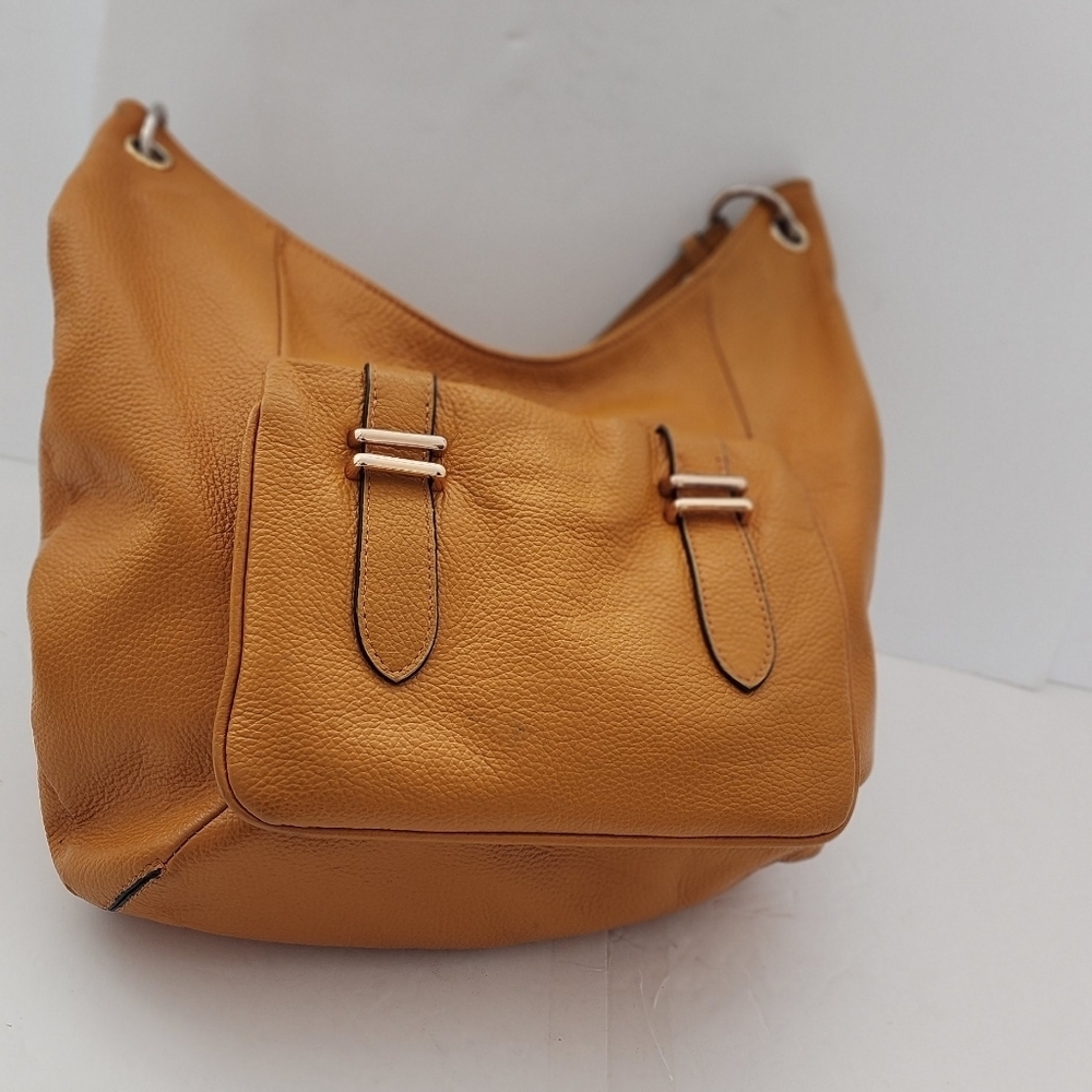 Zenith Women's Warm Mustard Yellow Genuine Leather Hobo-Style Shoulder Bag - Picture 3 of 9